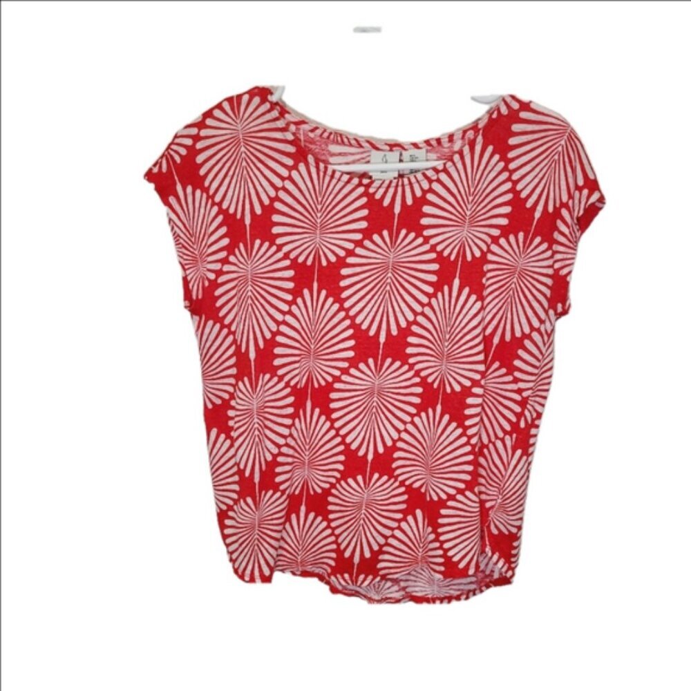 JOIE floral linen red ss top